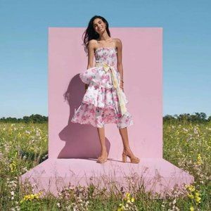 LoveShackFancy Elise Smocked Floral Layer Dress M